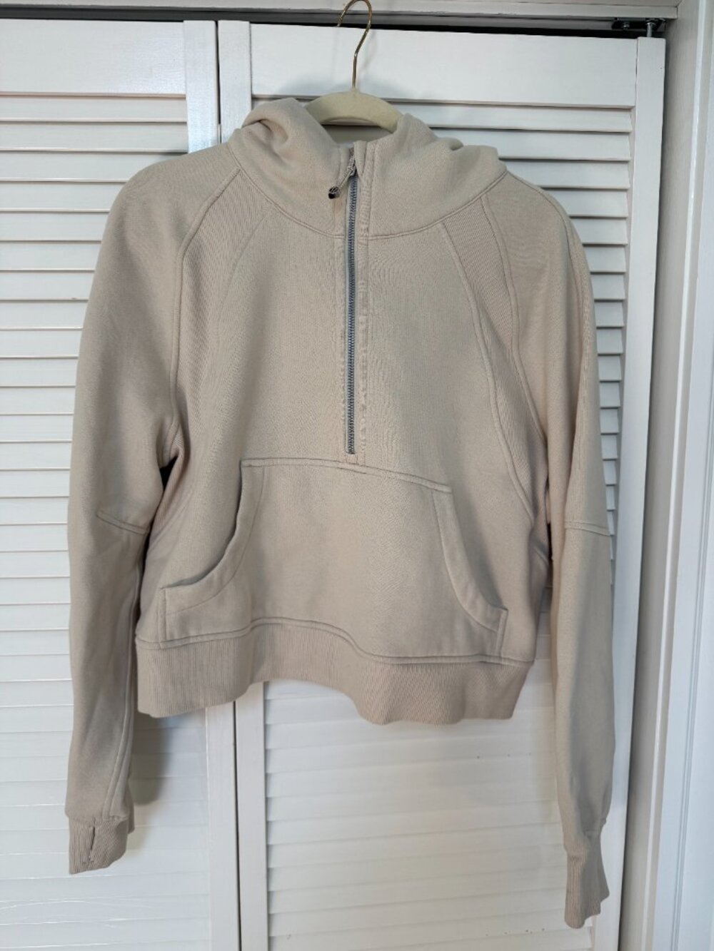 Scuba Oversized Half-Zip Hoodie in Beige / Natural Ivory Color in M/L